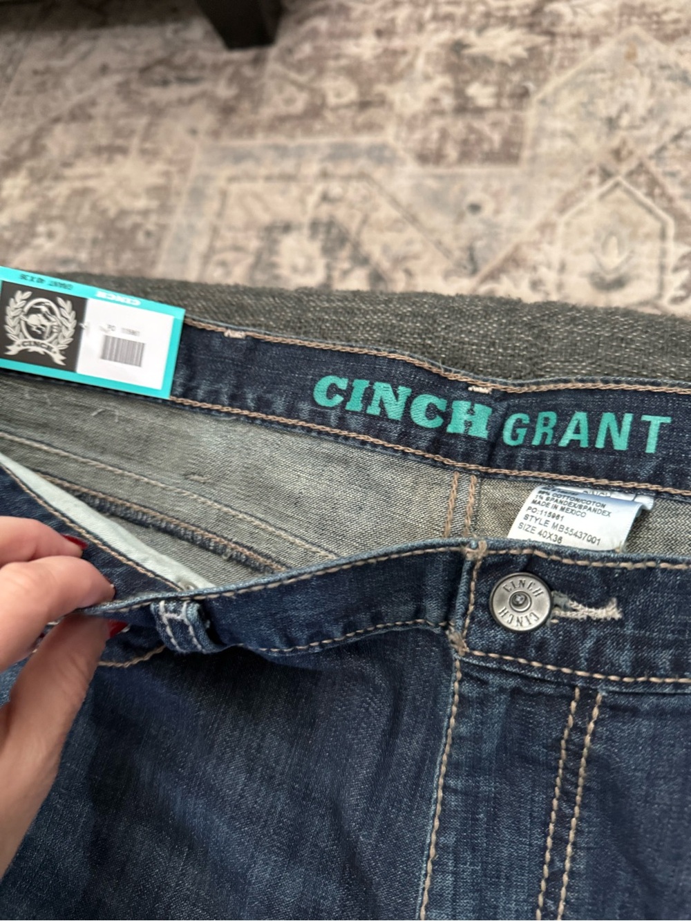 Men’s cinch jeans new with tags size 40 by 36 dark denim excellent western style - Picture 5 of 10